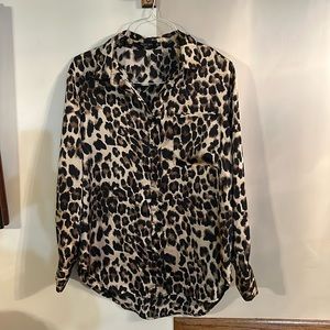 Cheetah print silk blouse size medium M